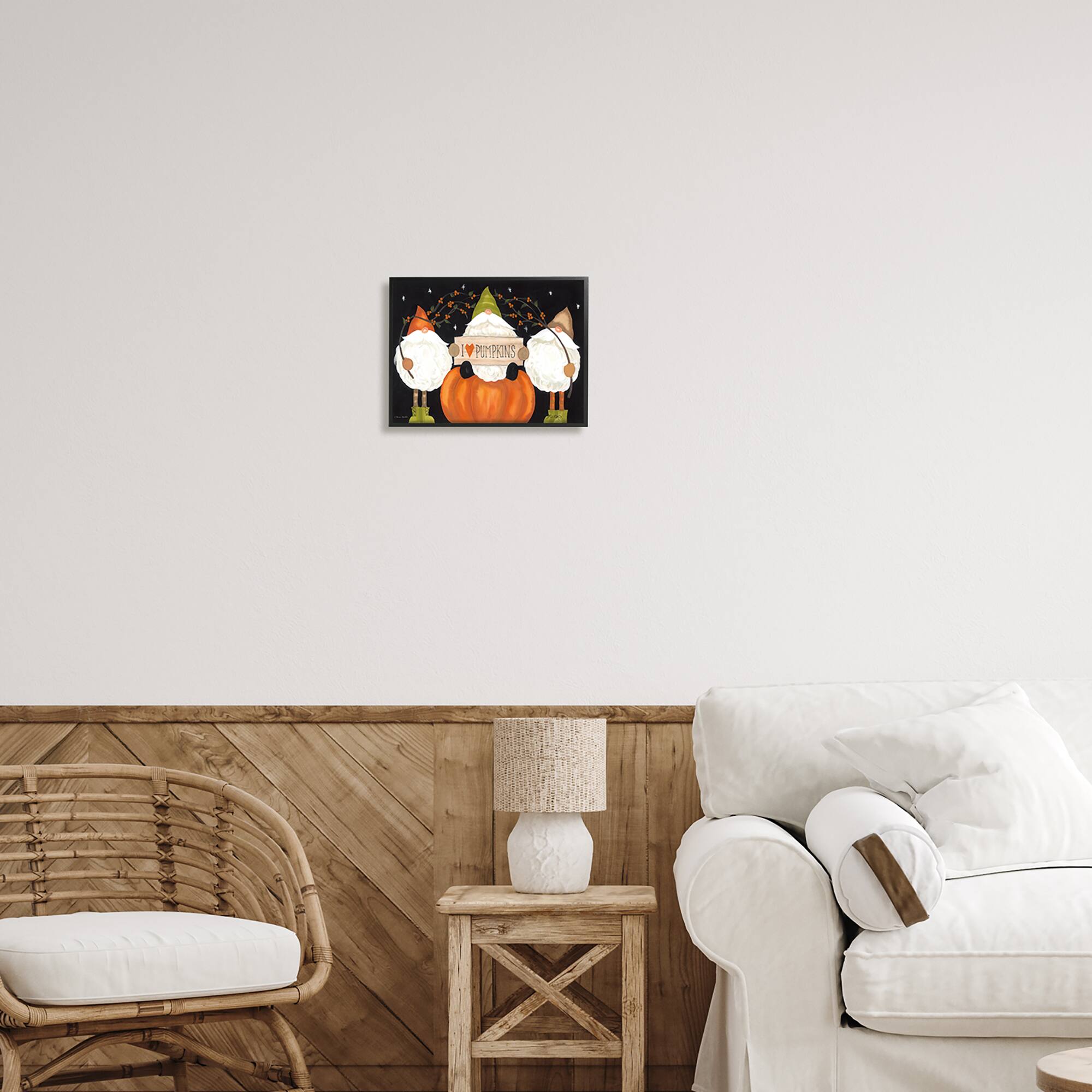 Stupell Industries I Love Pumpkins Seasonal Gnomes Framed Giclee Art